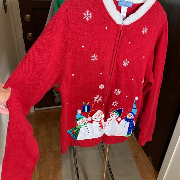Women's Snowman Christmas Ugly Sweater / Jacket Size L - Picture 5 of 9
